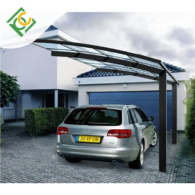 Carport iz aluminijastega polikarbonata v obliki črke L za stanovanjsko parkirišče